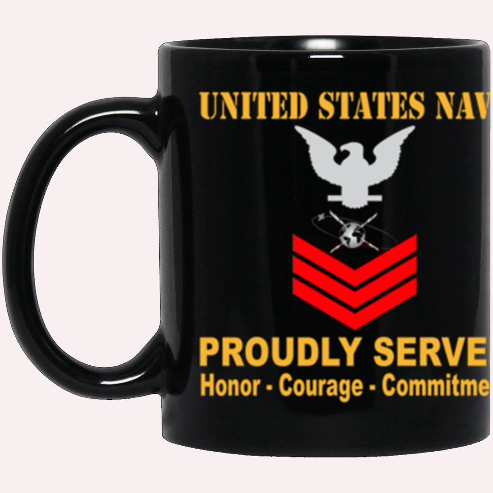 Us Navy Mug, Veterans Mug, US Navy Mass Communications Specialist Navy MC E-6 Red Stripe Black Mug, Military Coffee Mugs, Us Navy Coffee Mugs
