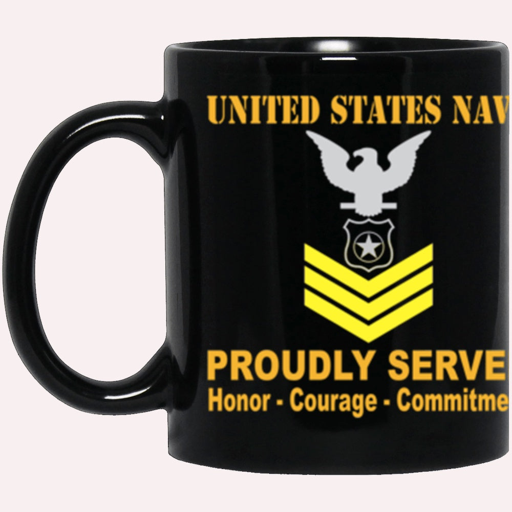 Us Navy Mug, Veterans Mug, US Navy Master-at-arms Navy MA E-6 Gold Stripe Black Mug, Military Coffee Mugs, Us Navy Coffee Mugs
