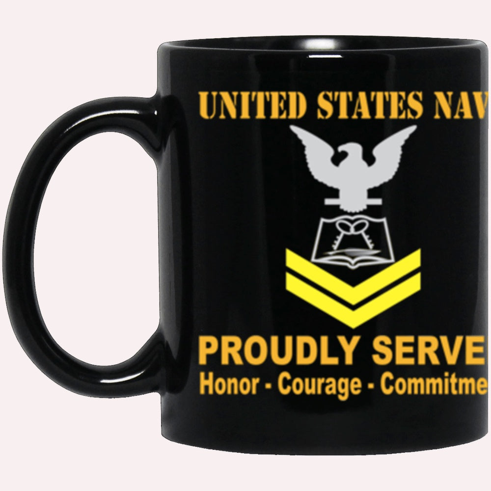 Us Navy Mug, Veterans Mug, US Navy Mess Management Specialist Navy MS E-5 Gold Stripe Black Mug, Military Coffee Mugs, Us Navy Coffee Mugs