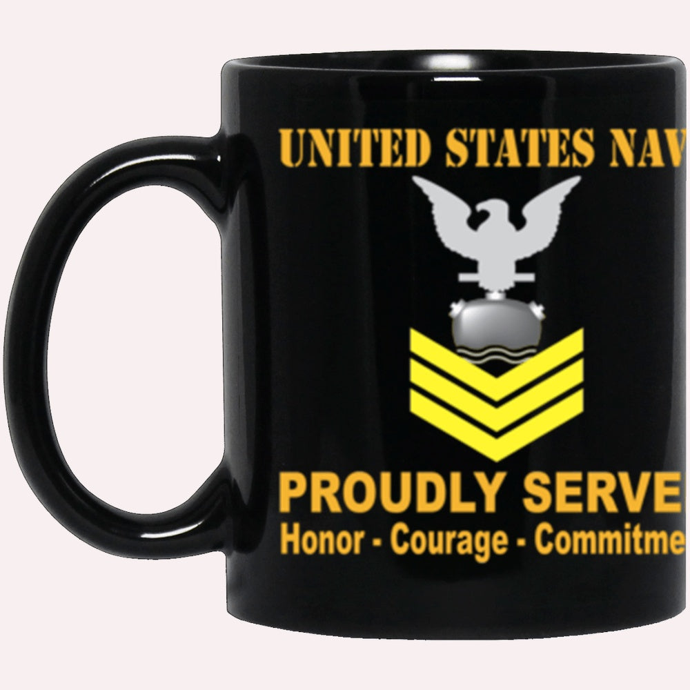 Us Navy Mug, Veterans Mug, US Navy Mineman Navy MN E-6 Gold Stripe Black Mug, Military Coffee Mugs, Us Navy Coffee Mugs