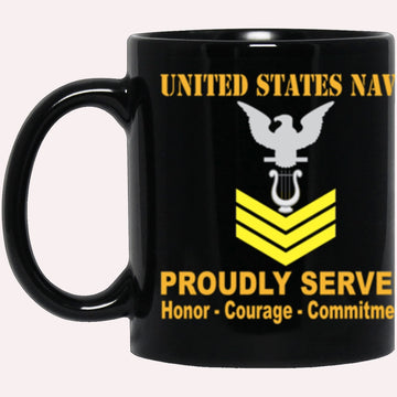 Us Navy Mug, Veterans Mug, US Navy Musician Navy MU E-6 Gold Stripe Black Mug, Military Coffee Mugs, Us Navy Coffee Mugs