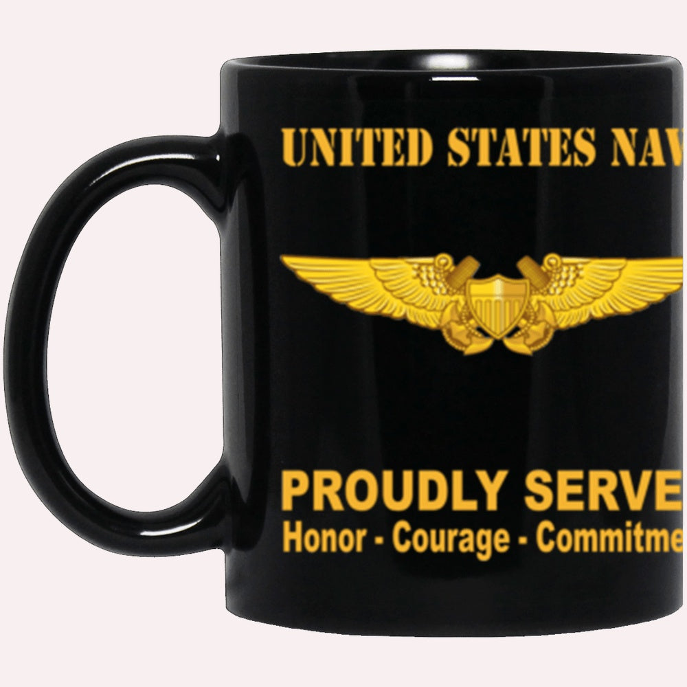 Us Navy Mug, Veterans Mug, US Navy Naval Flight Officer Badge Proudly Served Core Values Black Mug, Military Coffee Mugs, Us Navy Coffee Mugs