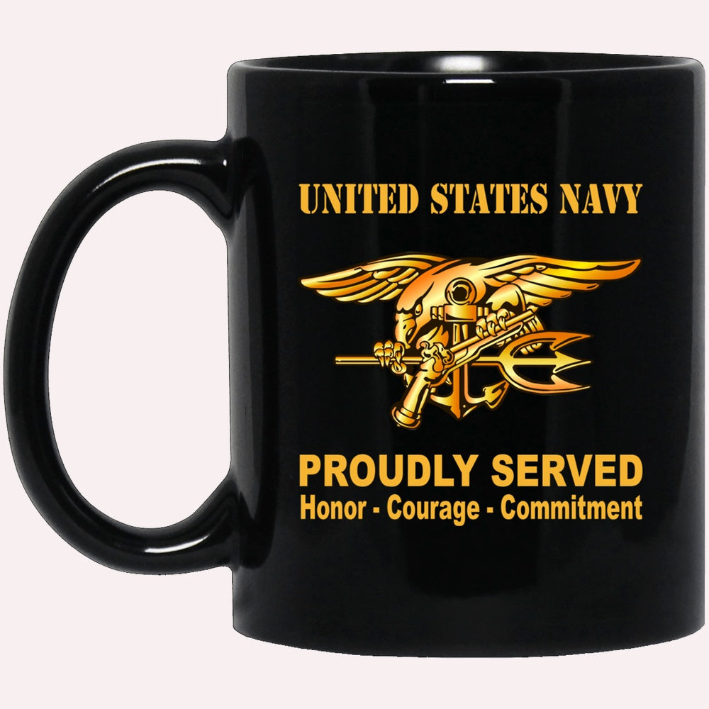 Us Navy Mug, Veterans Mug, US Navy Naval Special Warfare (Seal) Badge Black Mug, Military Coffee Mugs, Us Navy Coffee Mugs