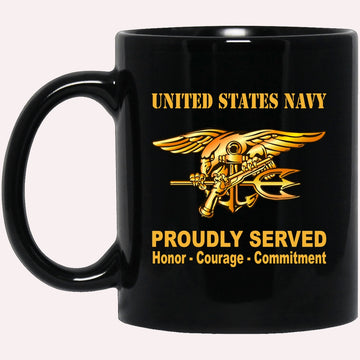 Us Navy Mug, Veterans Mug, US Navy Naval Special Warfare (Seal) Badge Black Mug, Military Coffee Mugs, Us Navy Coffee Mugs