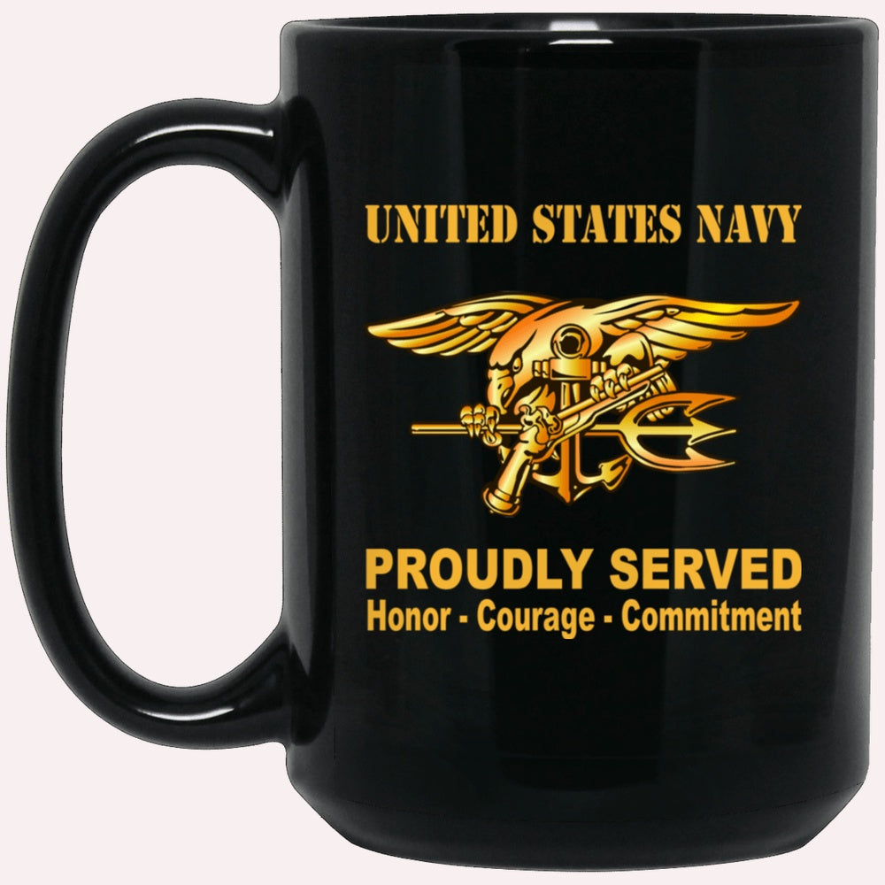 Us Navy Mug, Veterans Mug, US Navy Naval Special Warfare (Seal) Badge Black Mug, Military Coffee Mugs, Us Navy Coffee Mugs
