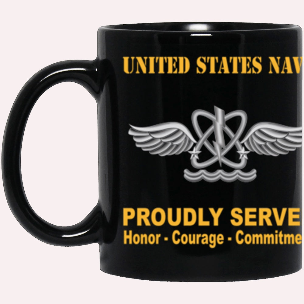 Us Navy Mug, Veterans Mug, US Navy Naval aircrewman Navy AW Proudly Served Core Values Black Mug, Military Coffee Mugs, Us Navy Coffee Mugs