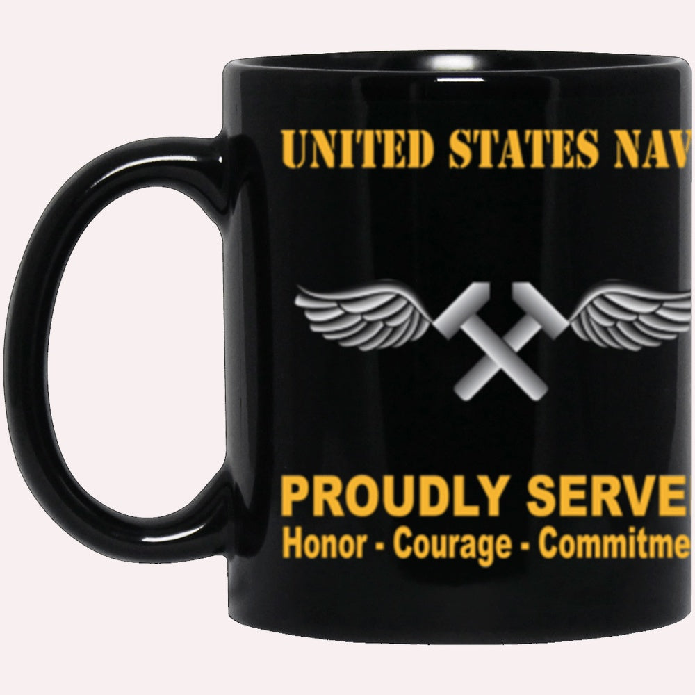 Us Navy Mug, Veterans Mug, US Navy Navy Aviation Structural Mechanic Navy AM Proudly Served Core Values Black Mug, Military Coffee Mugs, Us Navy Coffee Mugs