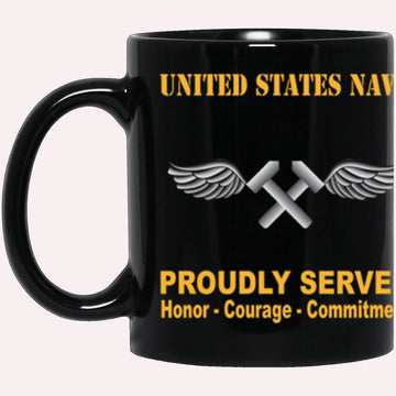 Us Navy Mug, Veterans Mug, US Navy Navy Aviation Structural Mechanic Navy AM Proudly Served Core Values Black Mug, Military Coffee Mugs, Us Navy Coffee Mugs