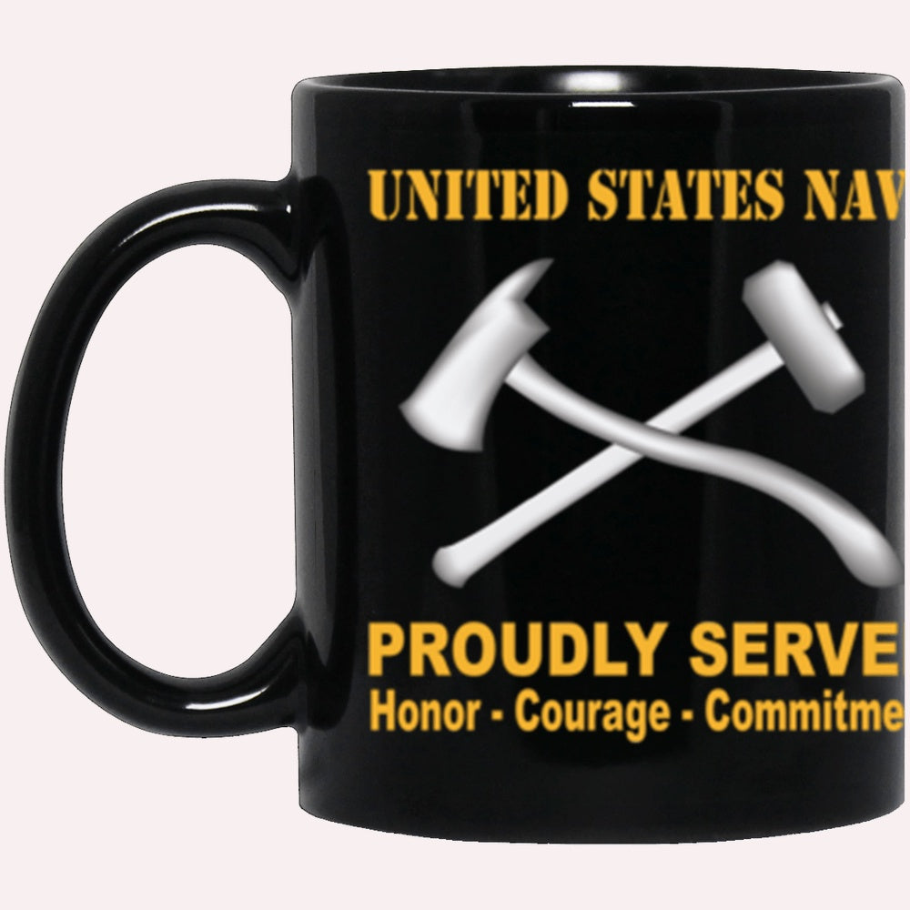 Us Navy Mug, Veterans Mug, US Navy Navy Damage Controlman Navy DC Proudly Served Core Values Black Mug, Military Coffee Mugs, Us Navy Coffee Mugs