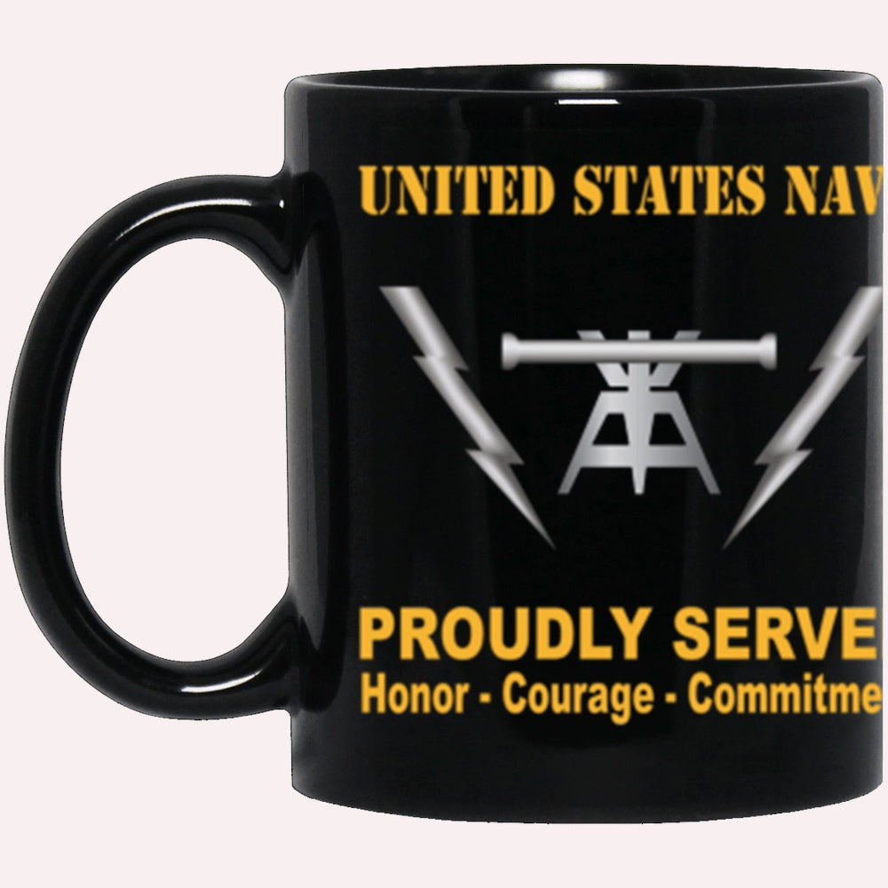 Us Navy Mug, Veterans Mug, US Navy Navy Fire Controlman Navy FC Proudly Served Core Values Black Mug, Military Coffee Mugs, Us Navy Coffee Mugs