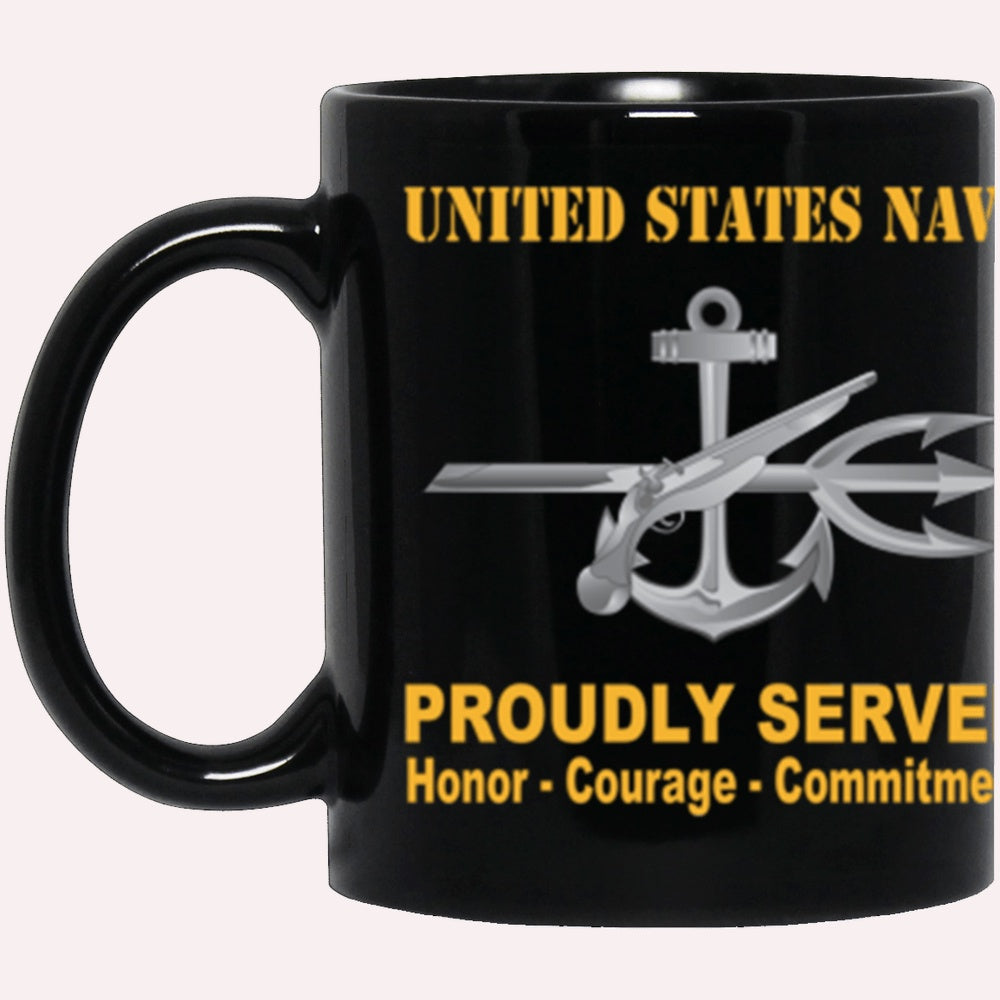 Us Navy Mug, Veterans Mug, US Navy Navy Special Warfare Operator Navy SO Proudly Served Core Values Black Mug, Military Coffee Mugs, Us Navy Coffee Mugs