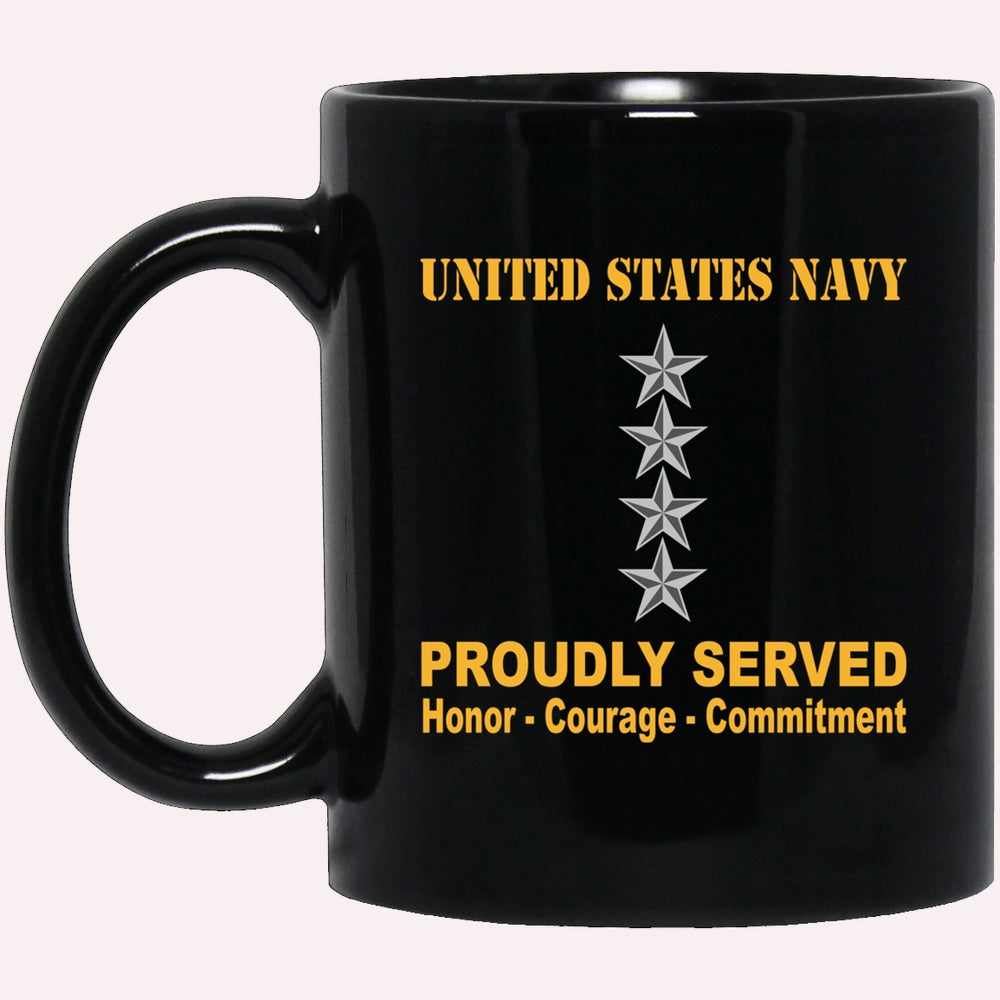 Us Navy Mug, Veterans Mug, US Navy O-10 Admiral O10 ADM Flag Officer Ranks Proudly Served Black Mug, Military Coffee Mugs, Us Navy Coffee Mugs