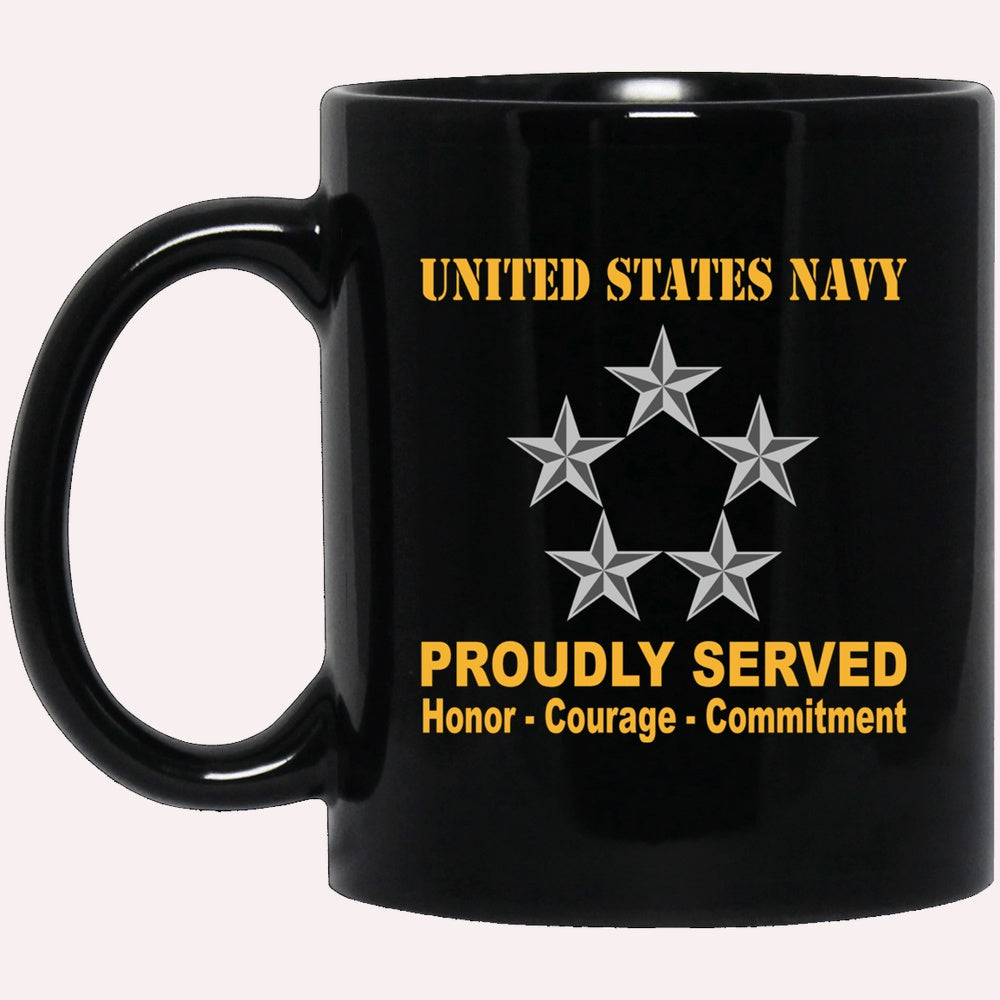 Us Navy Mug, Veterans Mug, US Navy O-11 Fleet Admiral O11 FADM Flag Officer Ranks Proudly Served Black Mug, Military Coffee Mugs, Us Navy Coffee Mugs