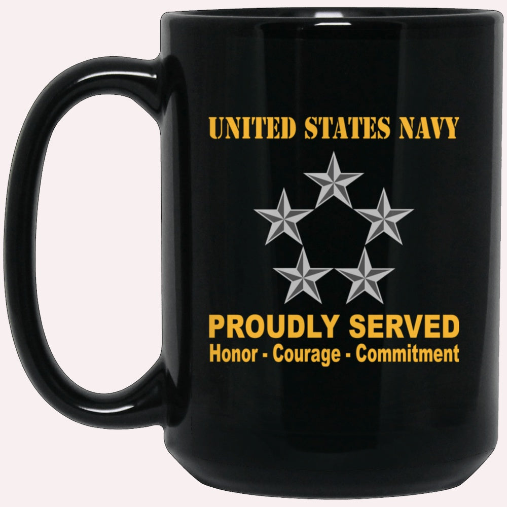 Us Navy Mug, Veterans Mug, US Navy O-11 Fleet Admiral O11 FADM Flag Officer Ranks Proudly Served Black Mug, Military Coffee Mugs, Us Navy Coffee Mugs