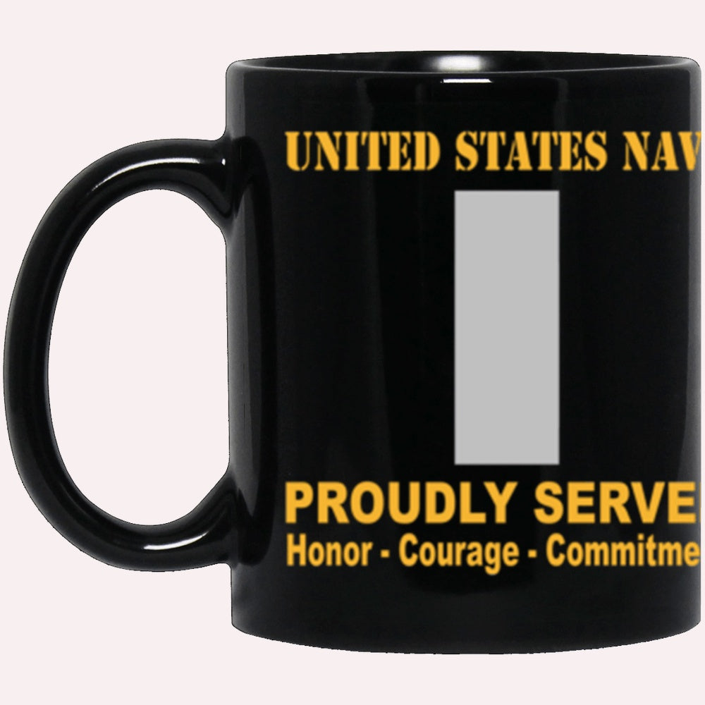 Us Navy Mug, Veterans Mug, US Navy O-2 Lieutenant Junior Grade O2 LTJG Junior Officer Ranks Proudly Served Core Values Black Mug, Military Coffee Mugs, Us Navy Coffee Mugs