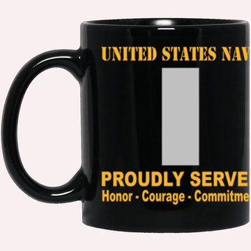 Us Navy Mug, Veterans Mug, US Navy O-2 Lieutenant Junior Grade O2 LTJG Junior Officer Ranks Proudly Served Core Values Black Mug, Military Coffee Mugs, Us Navy Coffee Mugs