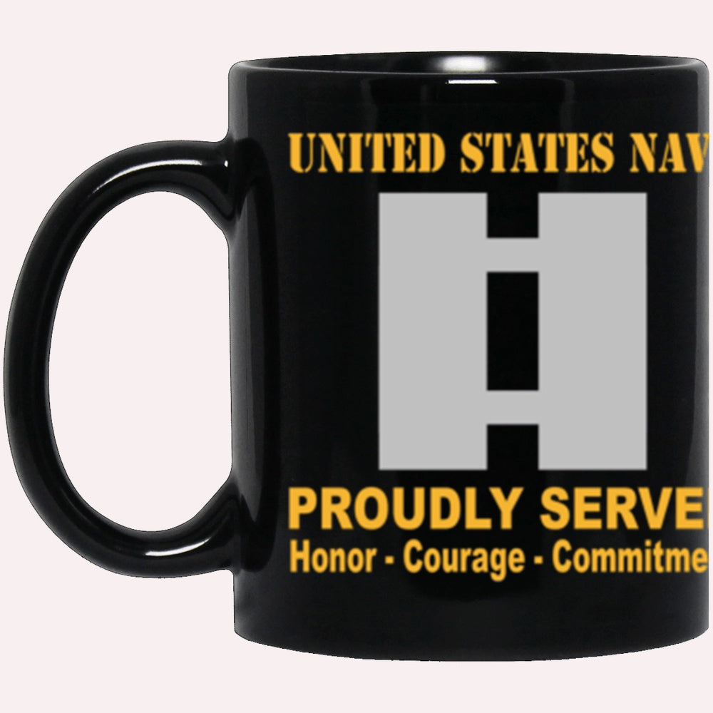 Us Navy Mug, Veterans Mug, US Navy O-3 Lieutenant O3 LT Junior Officer Ranks Proudly Served Core Values Black Mug, Military Coffee Mugs, Us Navy Coffee Mugs