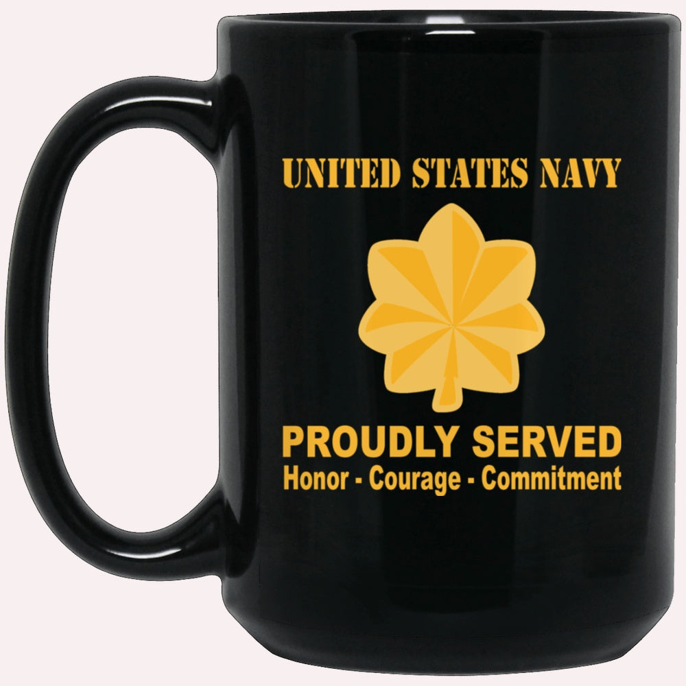 Us Navy Mug, Veterans Mug, US Navy O-4 Lieutenant Commander O4 LCDR Junior Officer Ranks Proudly Served Black Mug, Military Coffee Mugs, Us Navy Coffee Mugs