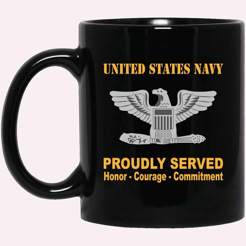 Us Navy Mug, Veterans Mug, US Navy O-6 Captain O6 CAPT Senior Officer Ranks Proudly Served Black Mug, Military Coffee Mugs, Us Navy Coffee Mugs