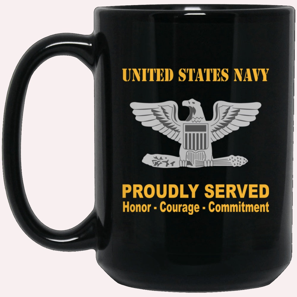 Us Navy Mug, Veterans Mug, US Navy O-6 Captain O6 CAPT Senior Officer Ranks Proudly Served Black Mug, Military Coffee Mugs, Us Navy Coffee Mugs