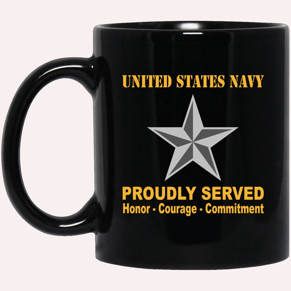 Us Navy Mug, Veterans Mug, US Navy O-7 Rear Admiral Lower Half O7 RDML Flag Officer Ranks Proudly Served Black Mug, Military Coffee Mugs, Us Navy Coffee Mugs