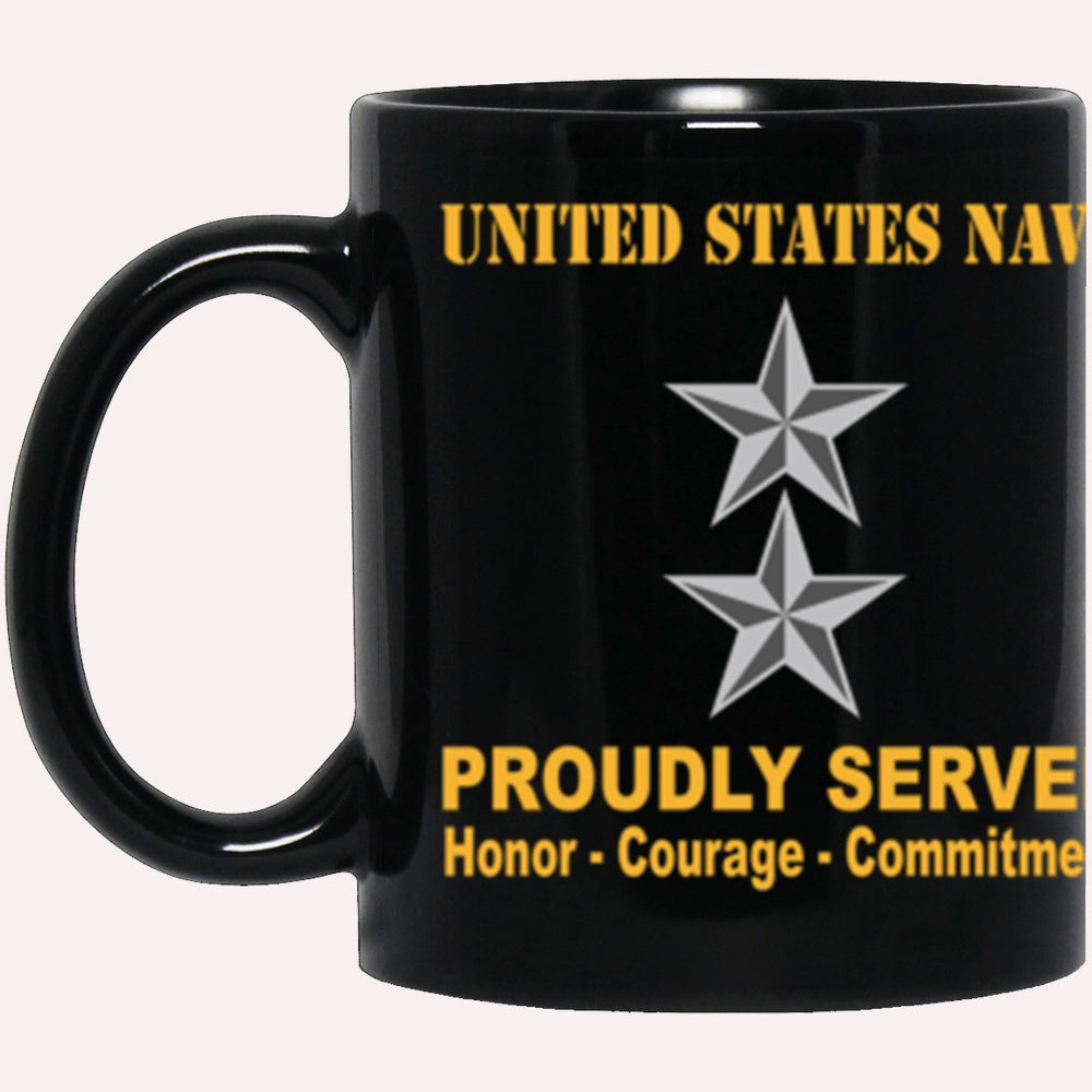Us Navy Mug, Veterans Mug, US Navy O-8 Rear Admiral O8 RADM Flag Officer Ranks Proudly Served Core Values Black Mug, Military Coffee Mugs, Us Navy Coffee Mugs