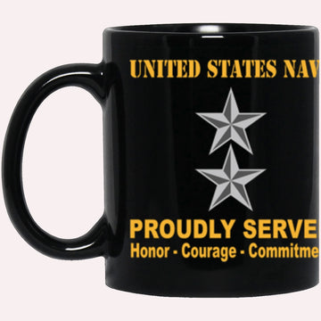 Us Navy Mug, Veterans Mug, US Navy O-8 Rear Admiral O8 RADM Flag Officer Ranks Proudly Served Core Values Black Mug, Military Coffee Mugs, Us Navy Coffee Mugs