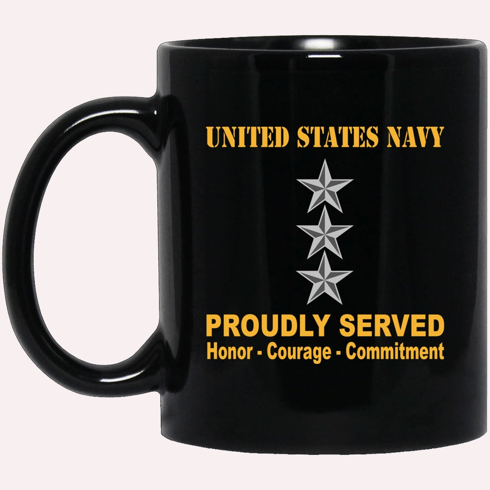 Us Navy Mug, Veterans Mug, US Navy O-9 Vice Admiral O9 VADM Flag Officer Ranks Proudly Served Black Mug, Military Coffee Mugs, Us Navy Coffee Mugs