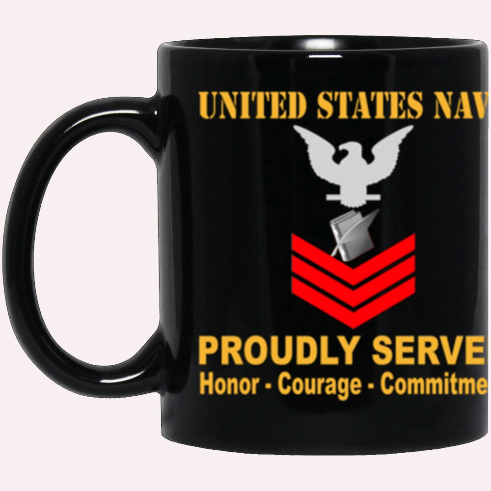 Us Navy Mug, Veterans Mug, US Navy Personnel Specialist Navy PS E-6 Red Stripe Black Mug, Military Coffee Mugs, Us Navy Coffee Mugs