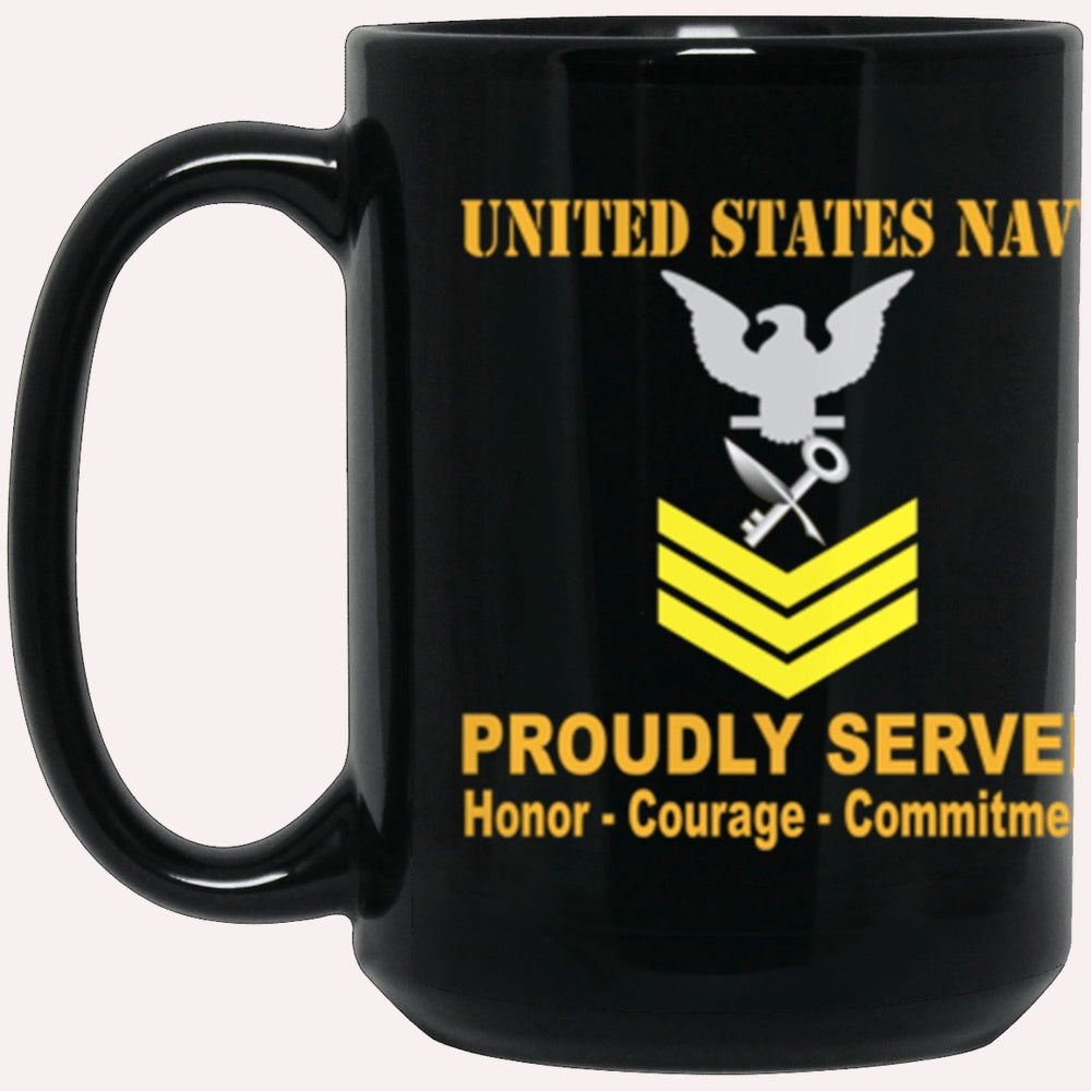 Us Navy Mug, Veterans Mug, US Navy Ship's Serviceman Navy SH E-6 Gold Stripe Black Mug, Military Coffee Mugs, Us Navy Coffee Mugs