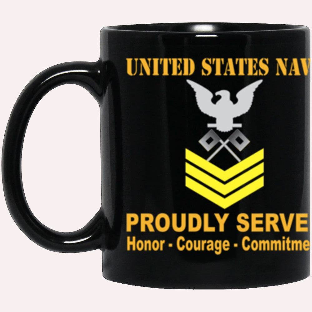 Us Navy Mug, Veterans Mug, US Navy Signalman Navy SN E-6 Gold Stripe Black Mug, Military Coffee Mugs, Us Navy Coffee Mugs