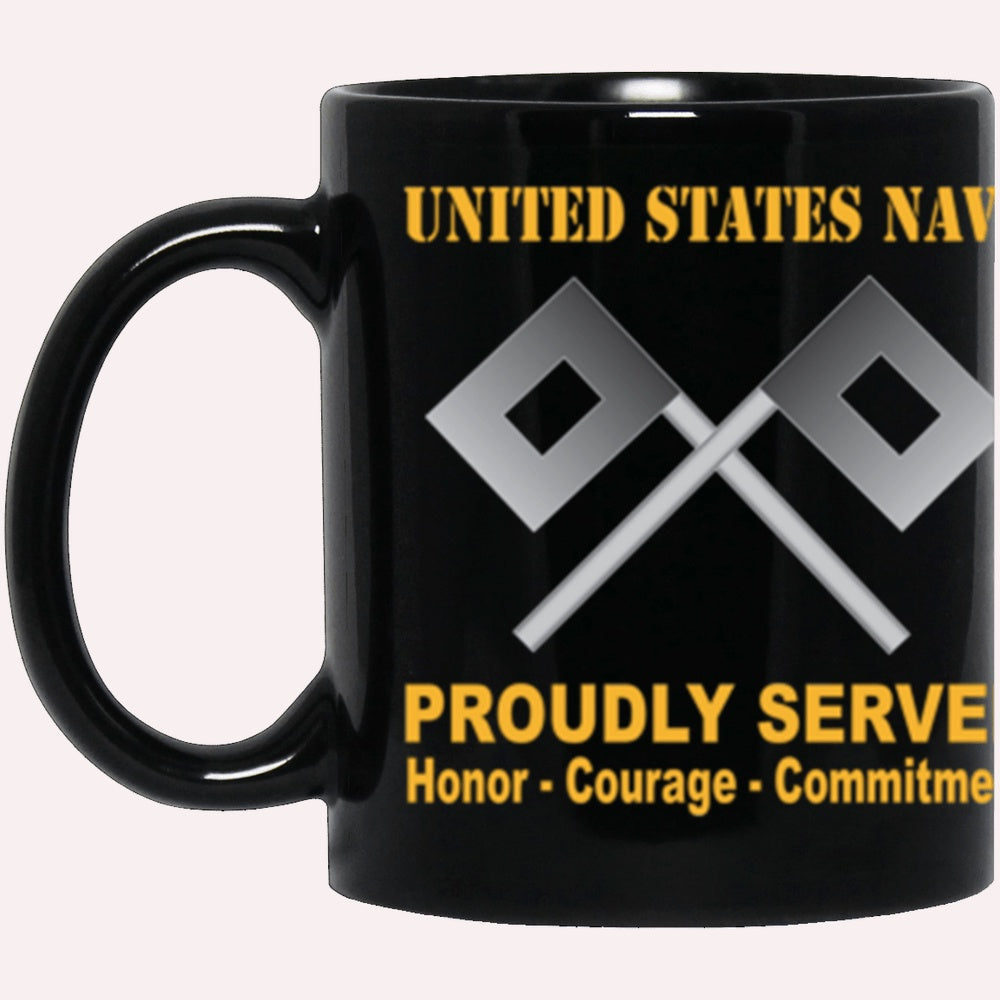 Us Navy Mug, Veterans Mug, US Navy Signalman Navy SN Proudly Served Core Values Black Mug, Military Coffee Mugs, Us Navy Coffee Mugs