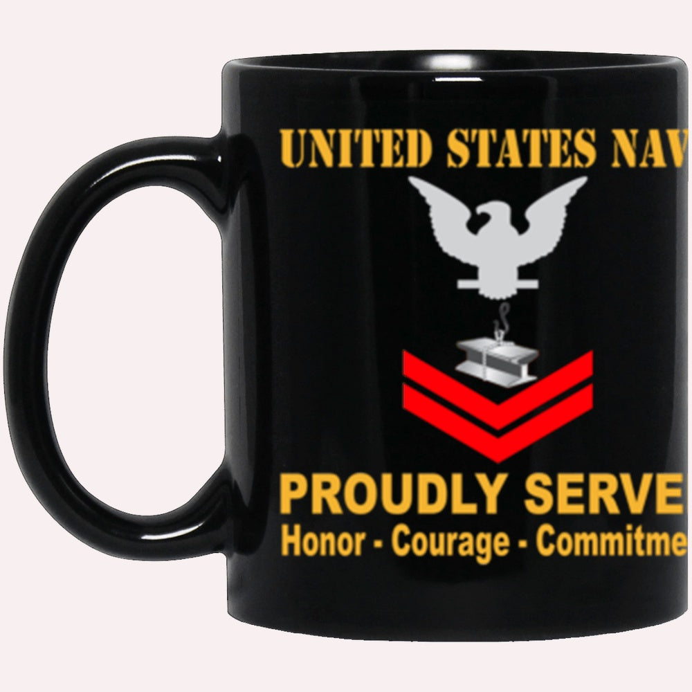 Us Navy Mug, Veterans Mug, US Navy Steelworker Navy SW E-5 Red Stripe Black Mug, Military Coffee Mugs, Us Navy Coffee Mugs