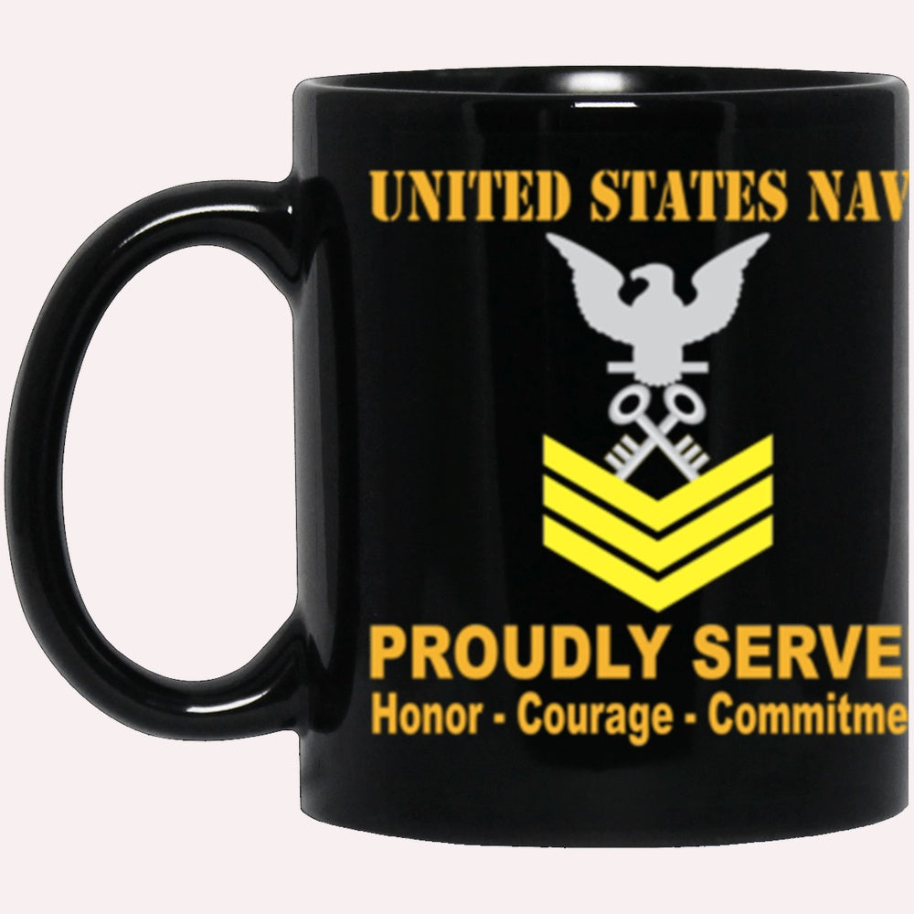 Us Navy Mug, Veterans Mug, US Navy Storekeeper Navy SK E-6 Gold Stripe Black Mug, Military Coffee Mugs, Us Navy Coffee Mugs