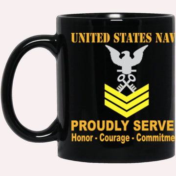 Us Navy Mug, Veterans Mug, US Navy Storekeeper Navy SK E-6 Gold Stripe Black Mug, Military Coffee Mugs, Us Navy Coffee Mugs