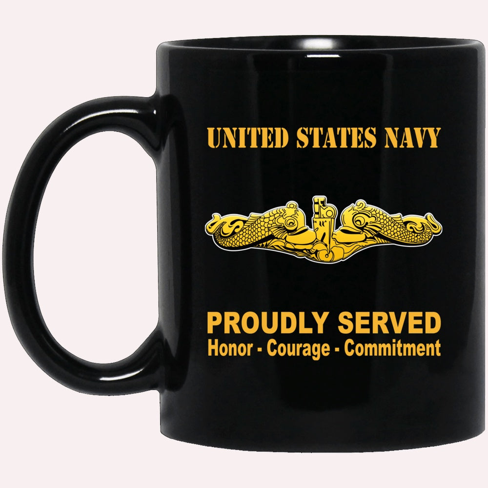 Us Navy Mug, Veterans Mug, US Navy Submarine Warfare Officer Badge Black Mug, Military Coffee Mugs, Us Navy Coffee Mugs