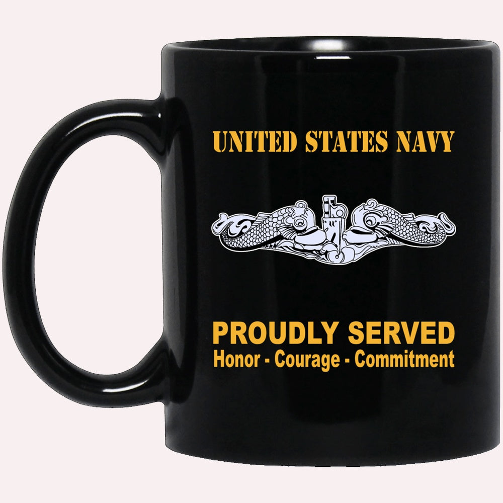 Us Navy Mug, Veterans Mug, US Navy Submarine Warfare Officer Enlisted Badge Black Mug, Military Coffee Mugs, Us Navy Coffee Mugs