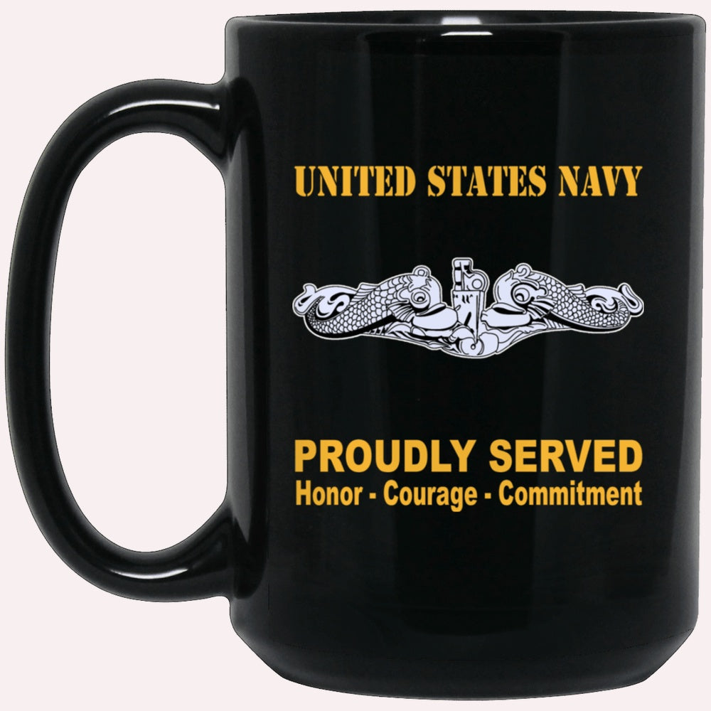 Us Navy Mug, Veterans Mug, US Navy Submarine Warfare Officer Enlisted Badge Black Mug, Military Coffee Mugs, Us Navy Coffee Mugs