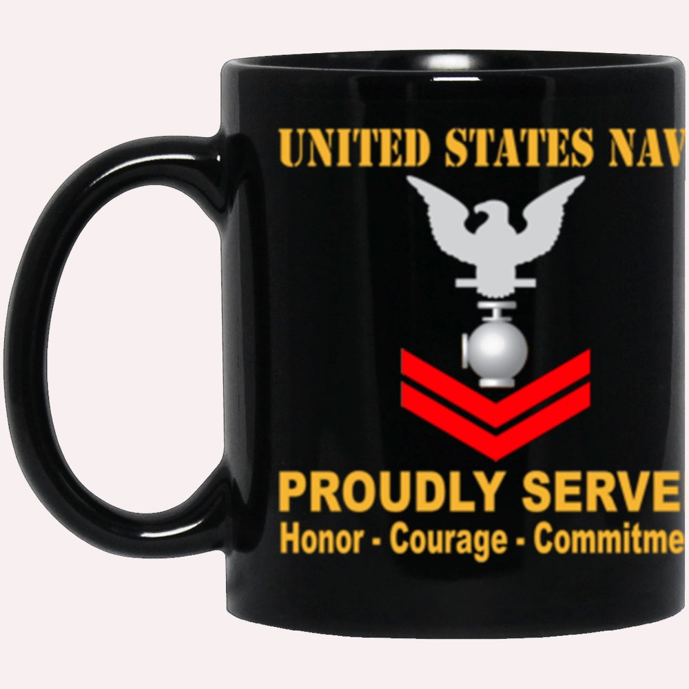 Us Navy Mug, Veterans Mug, US Navy Utilitiesman Navy UT E-5 Red Stripe Black Mug, Military Coffee Mugs, Us Navy Coffee Mugs