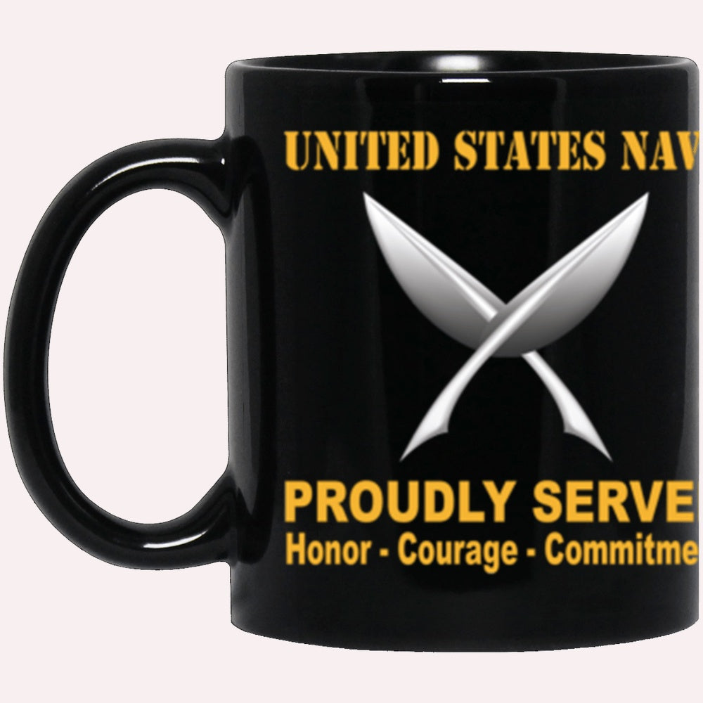 Us Navy Mug, Veterans Mug, US Navy Yeoman Navy YN Proudly Served Core Values Black Mug, Military Coffee Mugs, Us Navy Coffee Mugs