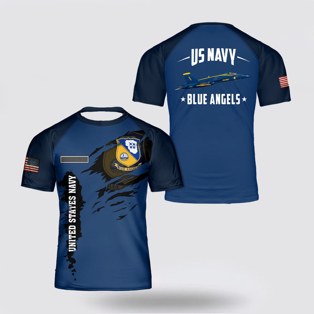 Us Navy T Shirt, Personalized US Navy Blue Angels 3D T Shirt, Navy Military Shirts
