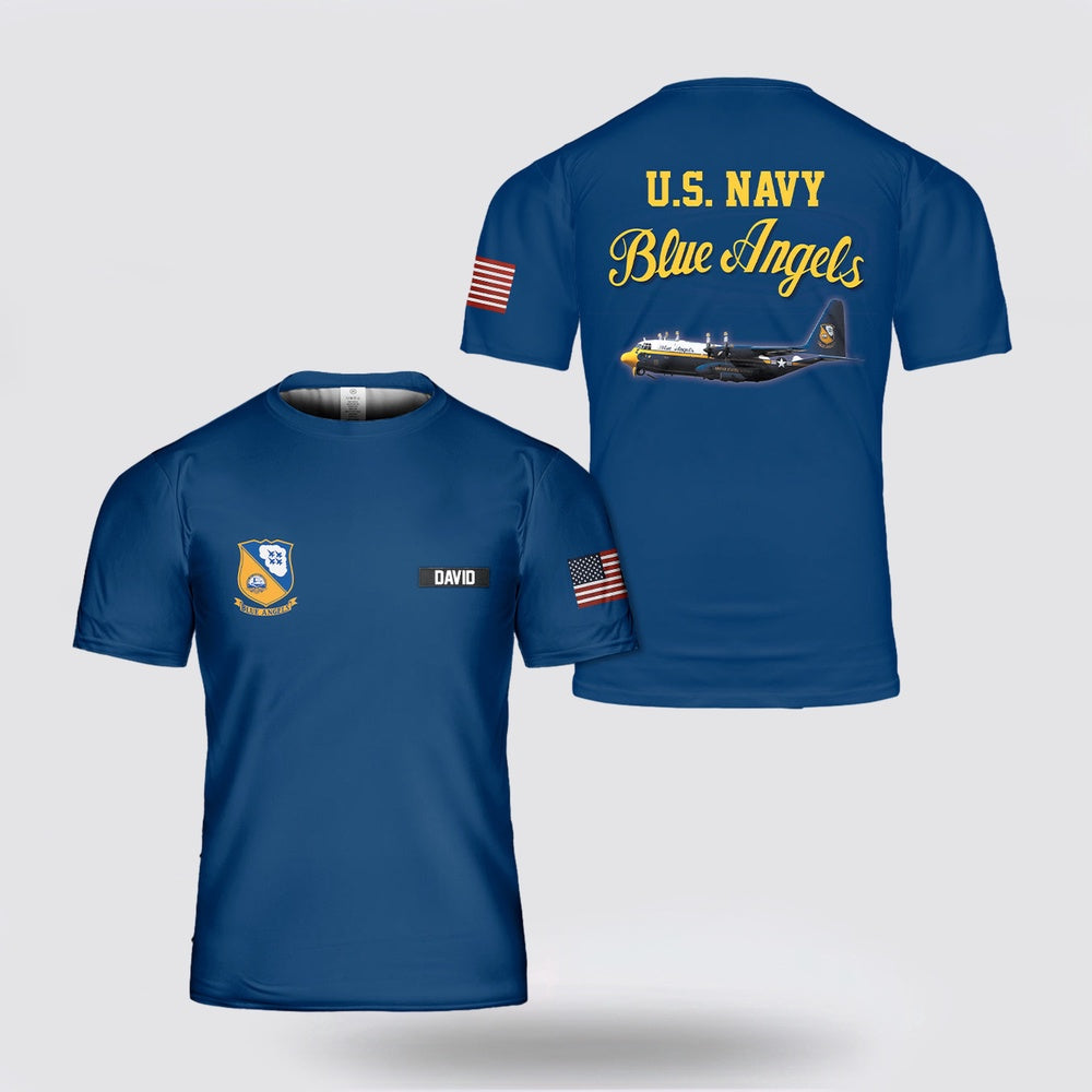 Us Navy T Shirt, Personalized US Navy Blue Angels Lockheed C-130J New Fat Albert 3D T Shirt, Navy Military Shirts