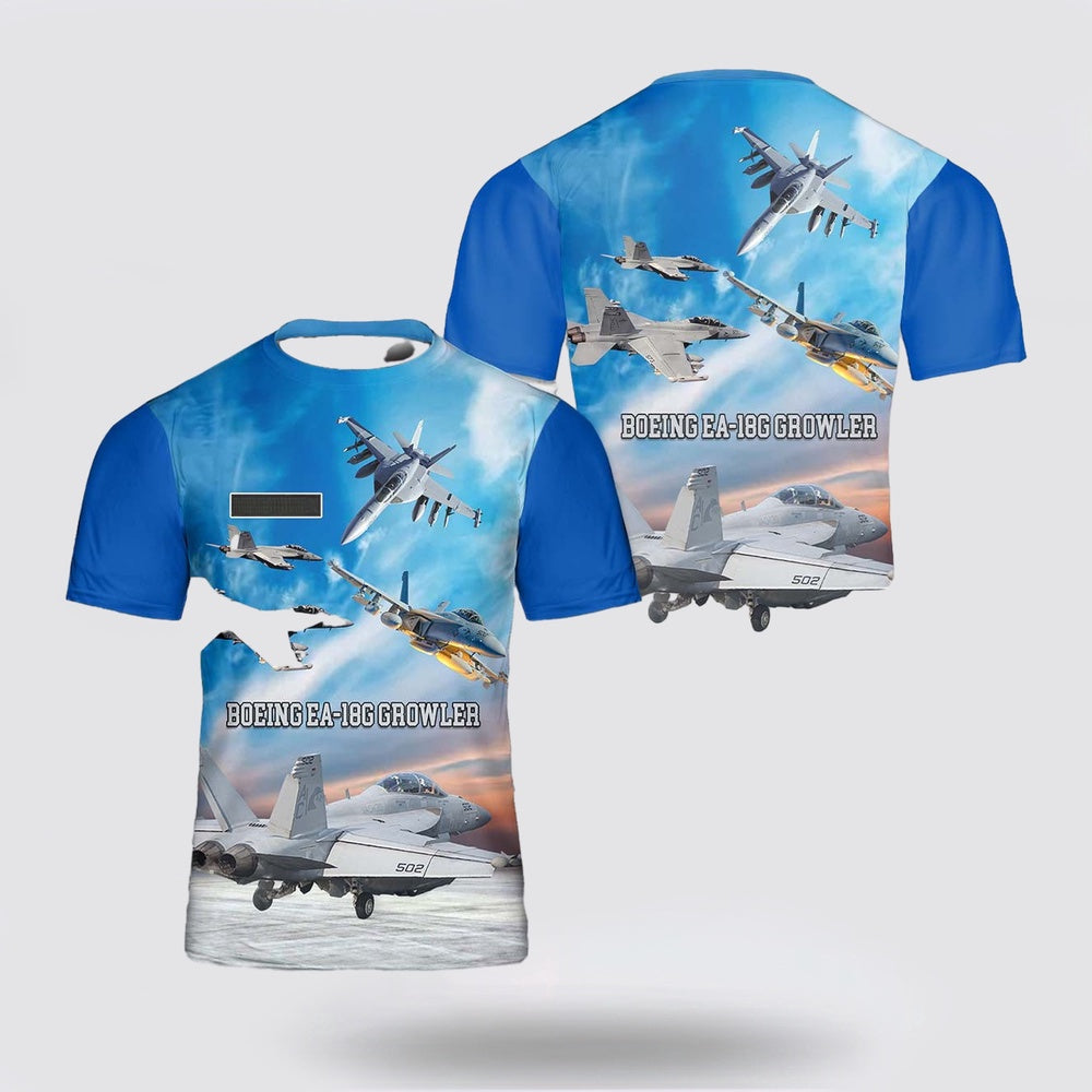 Us Navy T Shirt, Personalized US Navy Boeing EA-18G Growler 3D T Shirt, Navy Military Shirts