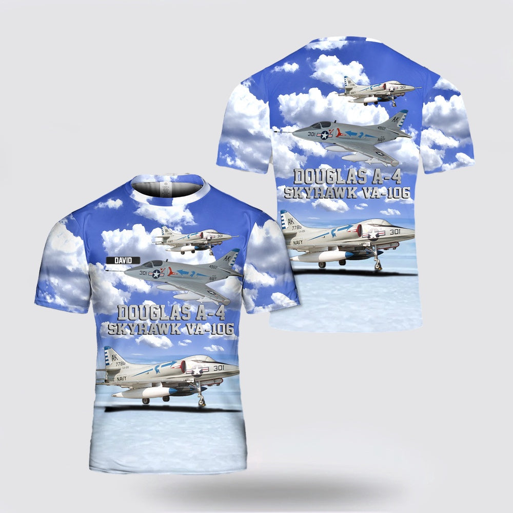 Us Navy T Shirt, Personalized US Navy Douglas A-4 Skyhawk VA-106 3D T Shirt, Navy Military Shirts