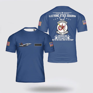 Us Navy T Shirt, Personalized US Navy EA-18G Of VAQ-132 Scorpions 3D T Shirt, Navy Military Shirts