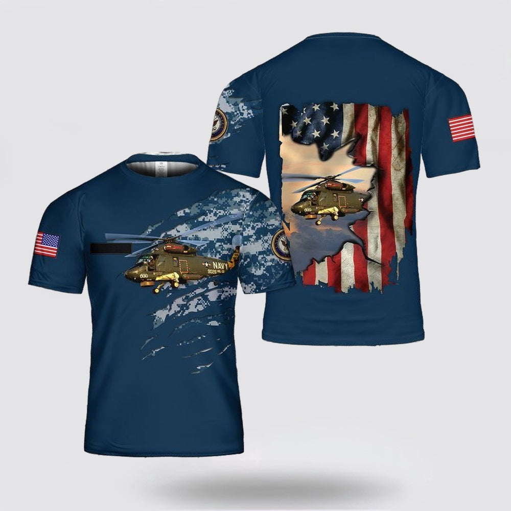 Us Navy T Shirt, Personalized US Navy Kaman SH-2 Seasprite 3D T Shirt, Navy Military Shirts