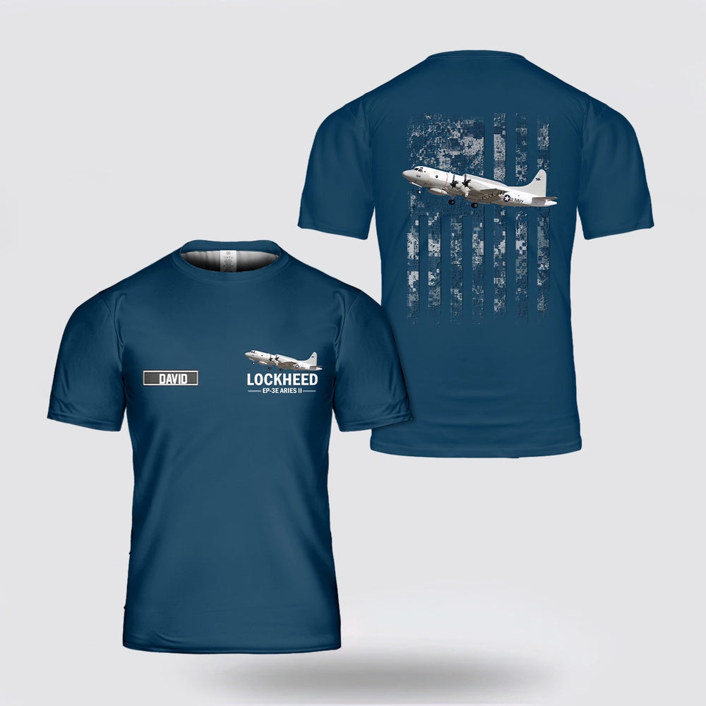 Us Navy T Shirt, Personalized US Navy Lockheed EP-3E ARIES II 3D T Shirt, Navy Military Shirts