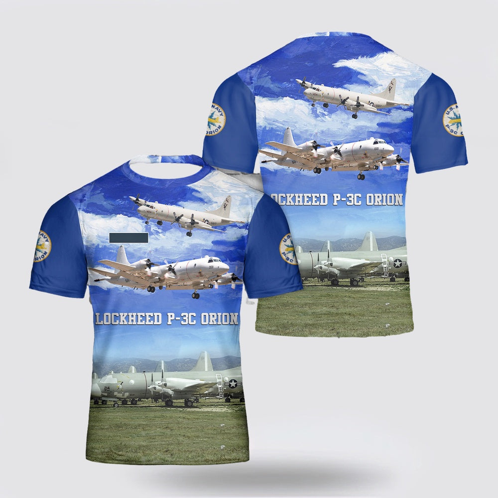 Us Navy T Shirt, Personalized US Navy Lockheed P-3C Orion 3D T Shirt, Navy Military Shirts