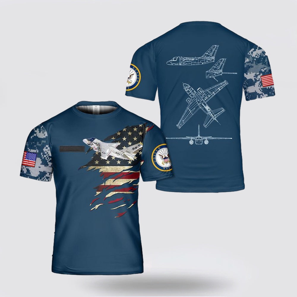 Us Navy T Shirt, Personalized US Navy Lockheed S-3 Viking 3D T Shirt, Navy Military Shirts