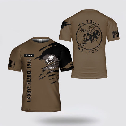 Us Navy T Shirt, Personalized US Navy Seabee 1942 3D T Shirt, Navy Military Shirts